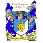 Wappen Gelber Löwe auf Blau Weißem Schild